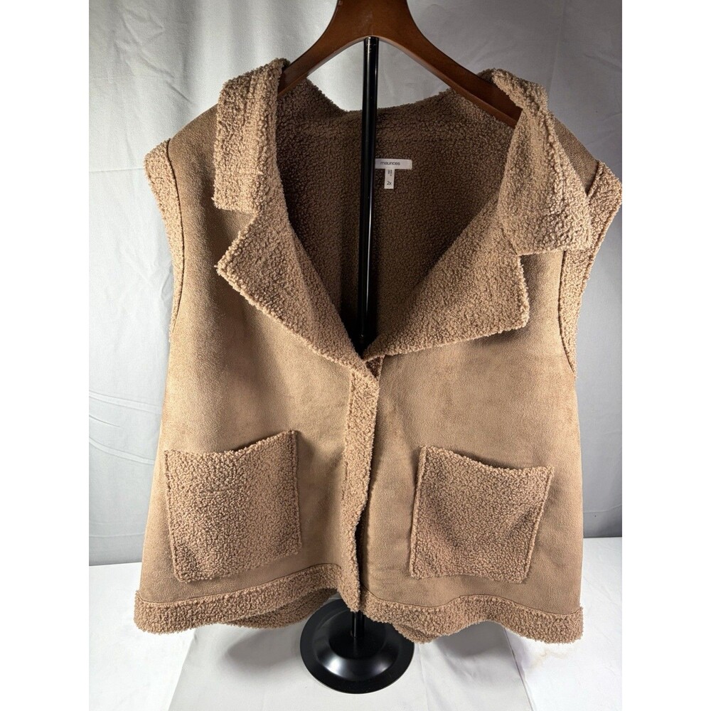 Maurices Brown Faux Suede Sherpa-lined Vest Western Size 2XL Barn Vest